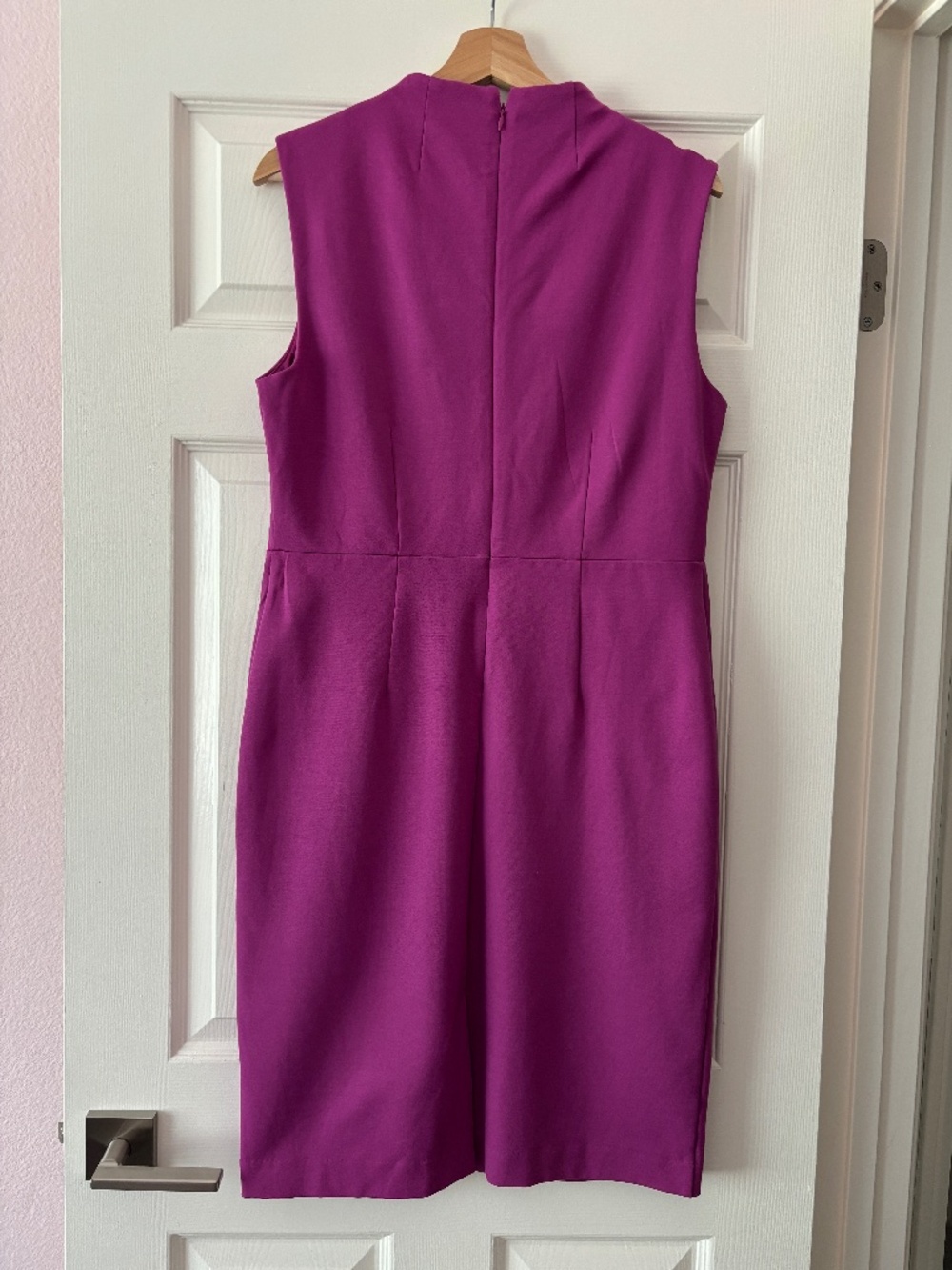 Ann Taylor Ponte Mock Neck Sheath Midi Dress - Fuchsia Size 12P - Picture 5 of 10